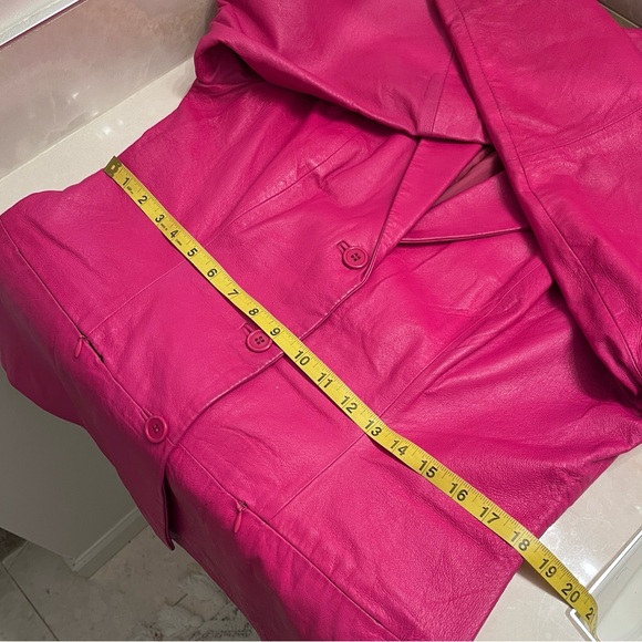🩷Hot Pink Fuchsia Leather Blazer - Picture 12 of 15